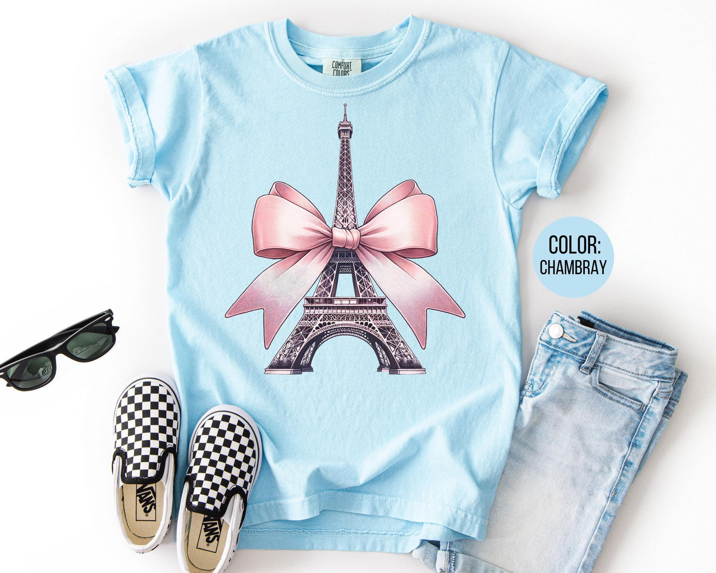 Comfort Colors Girly Eiffel Tower Shirt: Paris Vacation Tee