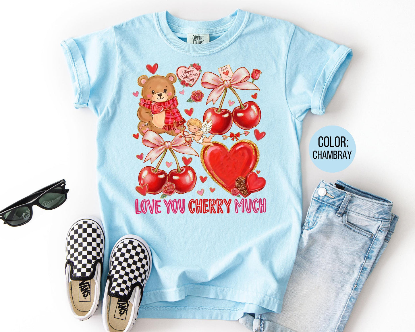 Comfort Colors Love You Cherry Much Shirt, Girls Valentines Day Shirt