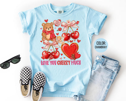 Comfort Colors Love You Cherry Much Shirt, Girls Valentines Day Shirt