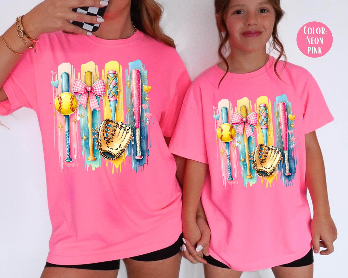 Comfort Colors Girls Softball Shirt: Matching Mom & Daughter Tee