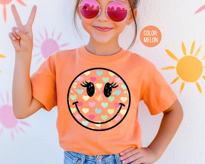 Comfort Colors® Smiley Face Heart Shirt, Mommy and Me Heart Tee, Matching Valentine Shirts, Mom and Daughter Shirts, Retro Heart Shirt