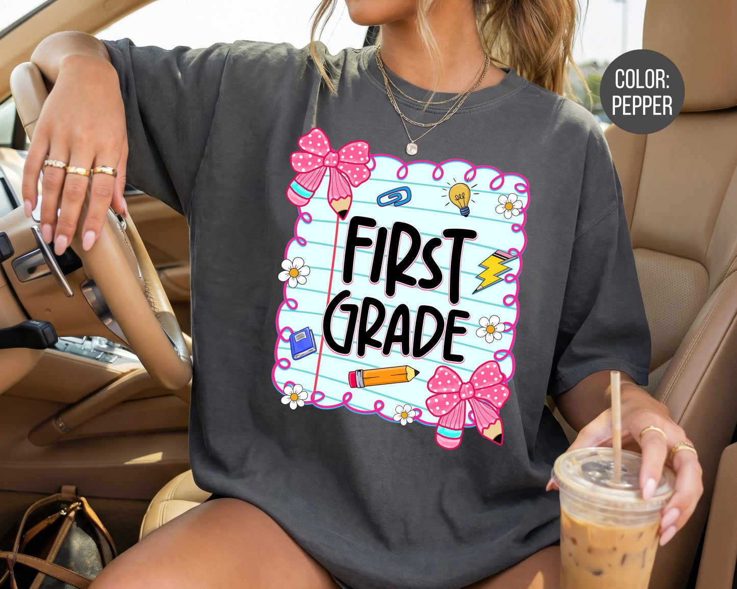 Comfort Colors® Coquette First Grade Shirt, 1st Grade Teacher Shirts