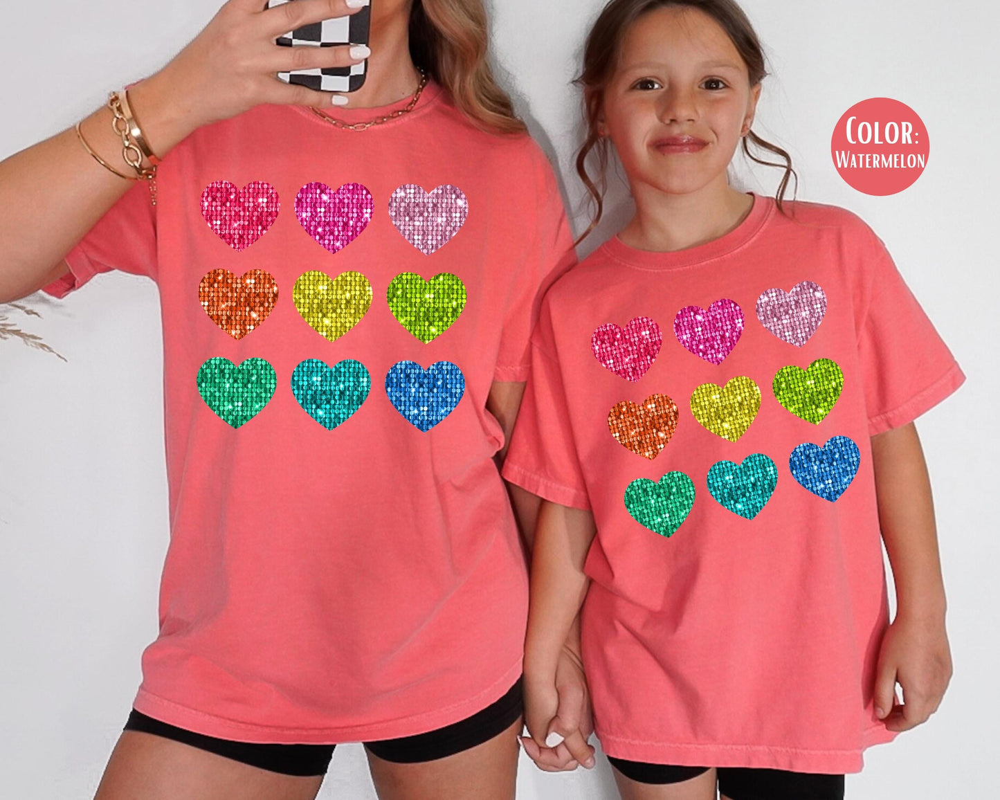 Comfort Colors Kids Faux Glitter Heart Shirt: Valentine's Day Tee
