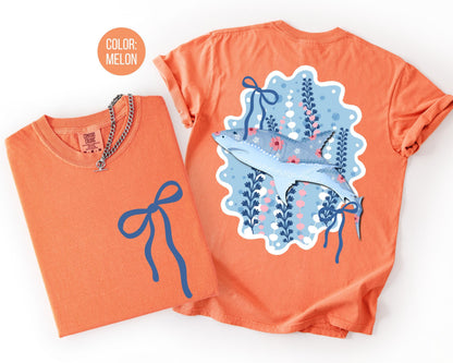 Comfort Colors Front and Back Floral Shark Shirt, Shark Shirts