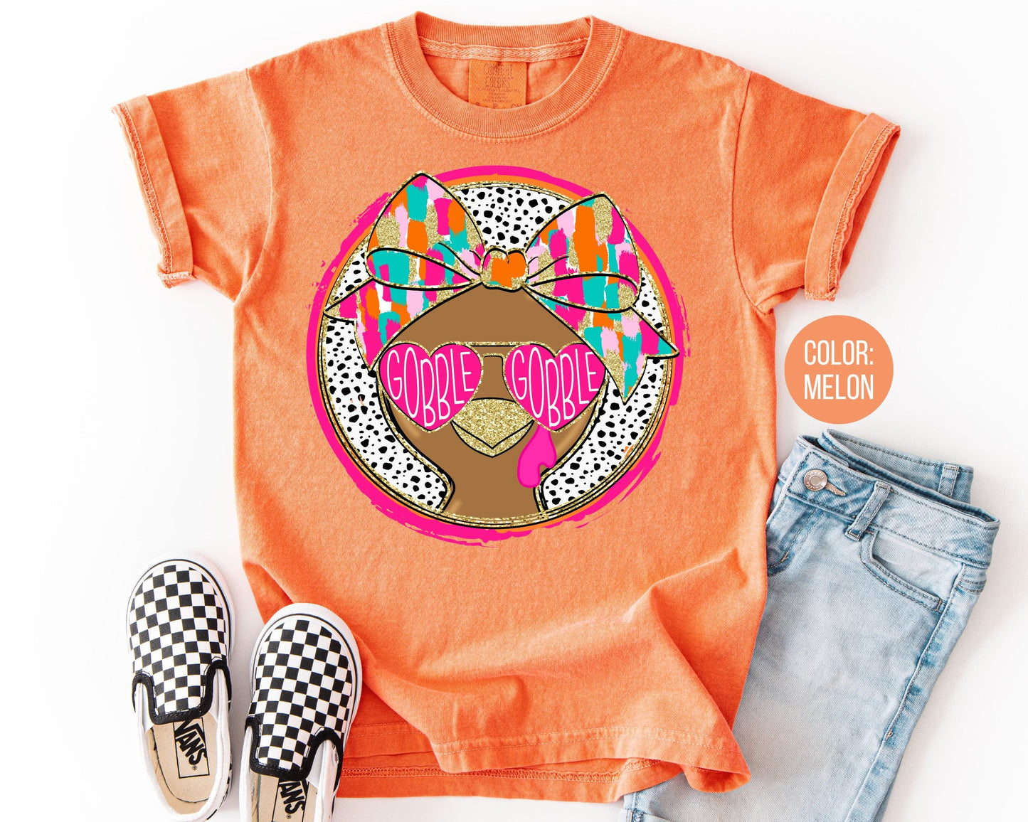 Comfort Colors Girls Thanksgiving Turkey Shirt: Mom & Daughter Matching