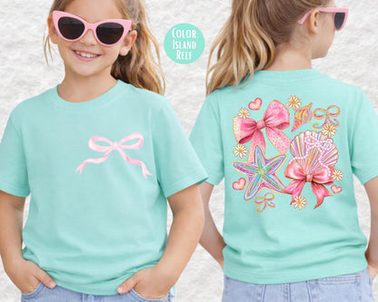 Comfort Colors Coquette Seashells Shirt, Girls Beach Shirts