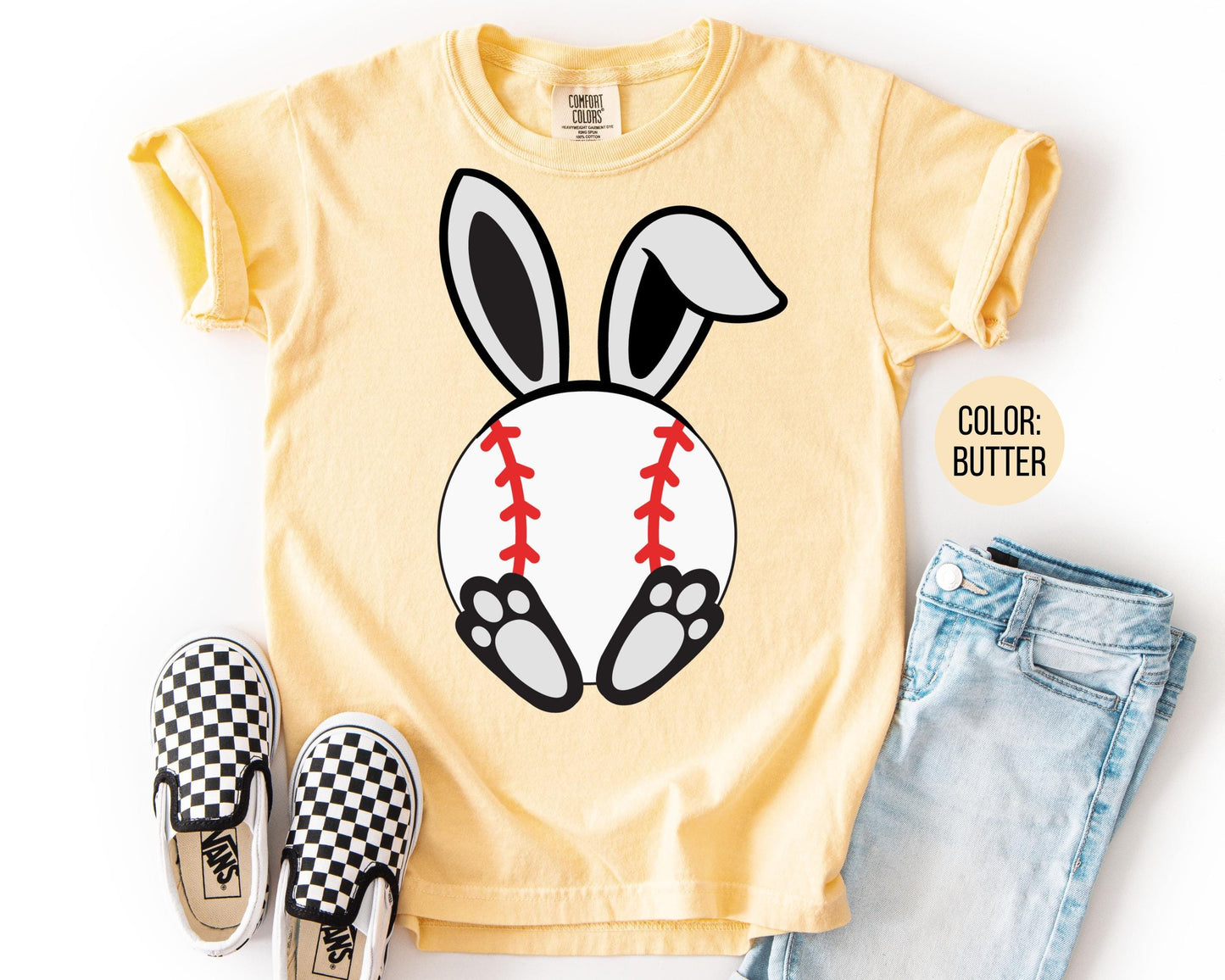 Comfort Colors® Boys Easter Baseball Shirt, Kids Bunny Baseball Tee