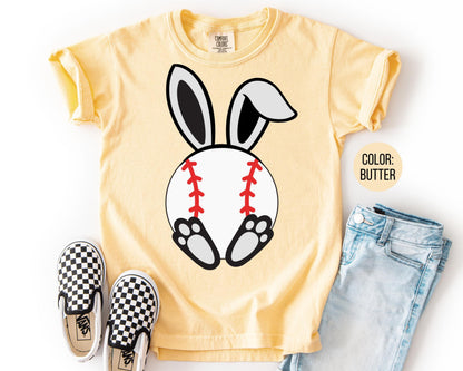 Comfort Colors® Boys Easter Baseball Shirt, Kids Bunny Baseball Tee
