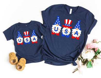 USA Gnomes Mama and Mini Shirts, Mom Daughter 4th of July Tees, Mommy and me Outfits, Matching 4th of July, America