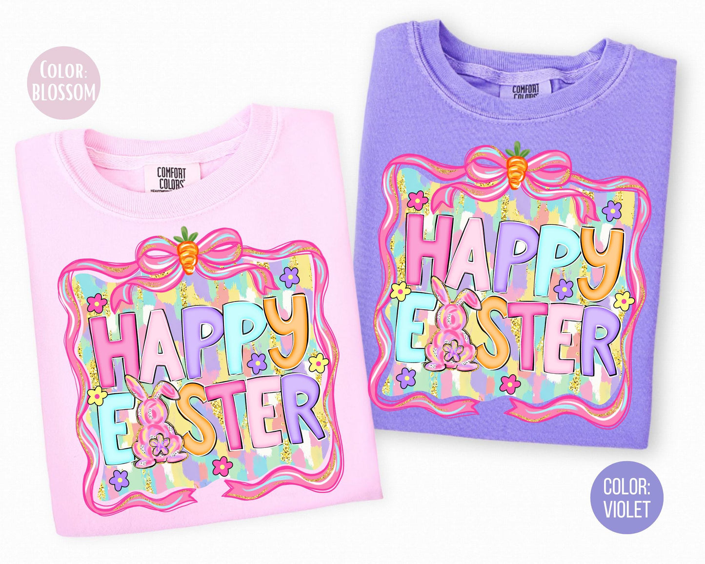Comfort Colors® Preppy Happy Easter Shirt, Girls Easter Shirts