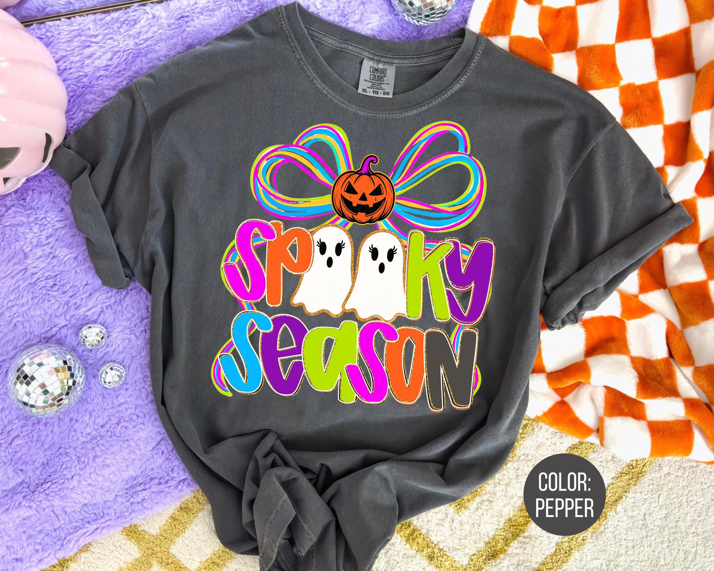 Comfort Colors Spooky Season Shirt: Coquette Preppy Halloween Tee