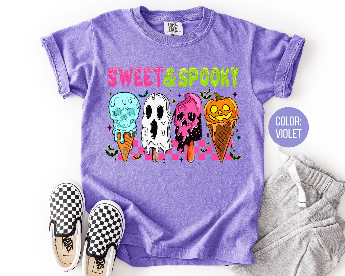 Comfort Colors Kids Halloween Shirt: Sweet & Spooky Girls Tee