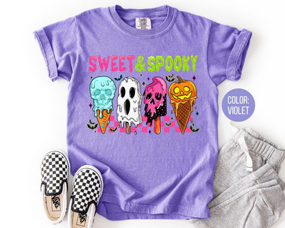Comfort Colors Kids Halloween Shirt: Sweet & Spooky Girls Tee