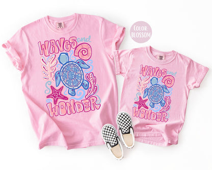 Comfort Colors® Preppy Waves and Wonder Shirt, Mama and Mini Summer Shirts