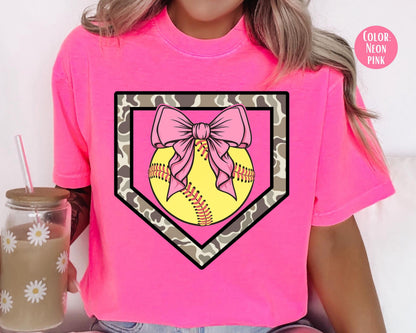 Comfort Colors Girls Camo Softball Shirt, Kids Softball Shirts