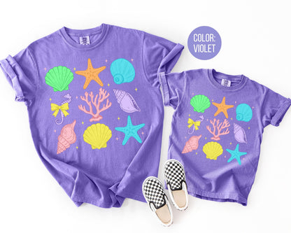 Comfort Colors® Neon Seashells Shirt, Girls Summer Shirts