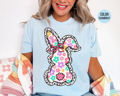 Comfort Colors® Floral Dalmatian Bunny Shirt, Adult and Youth Easter Bunny Shirts