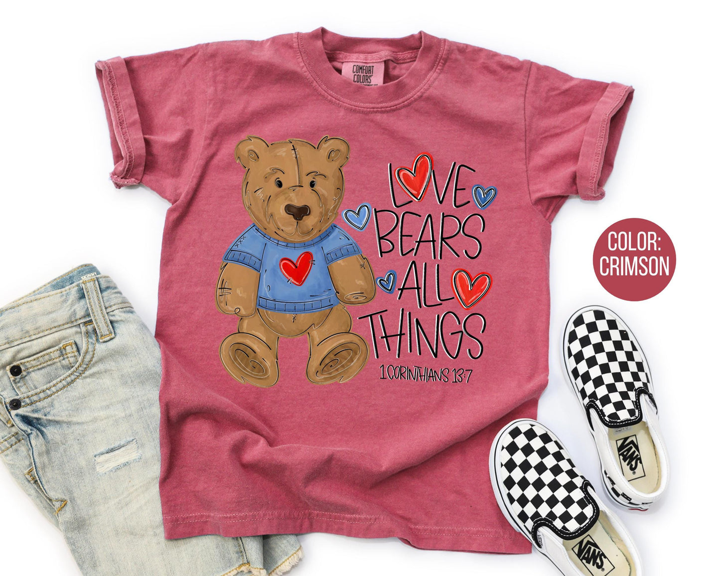 Comfort Colors® Boys Love Bears All Things Shirt, Kids Bible Verse Valentines Day Shirt