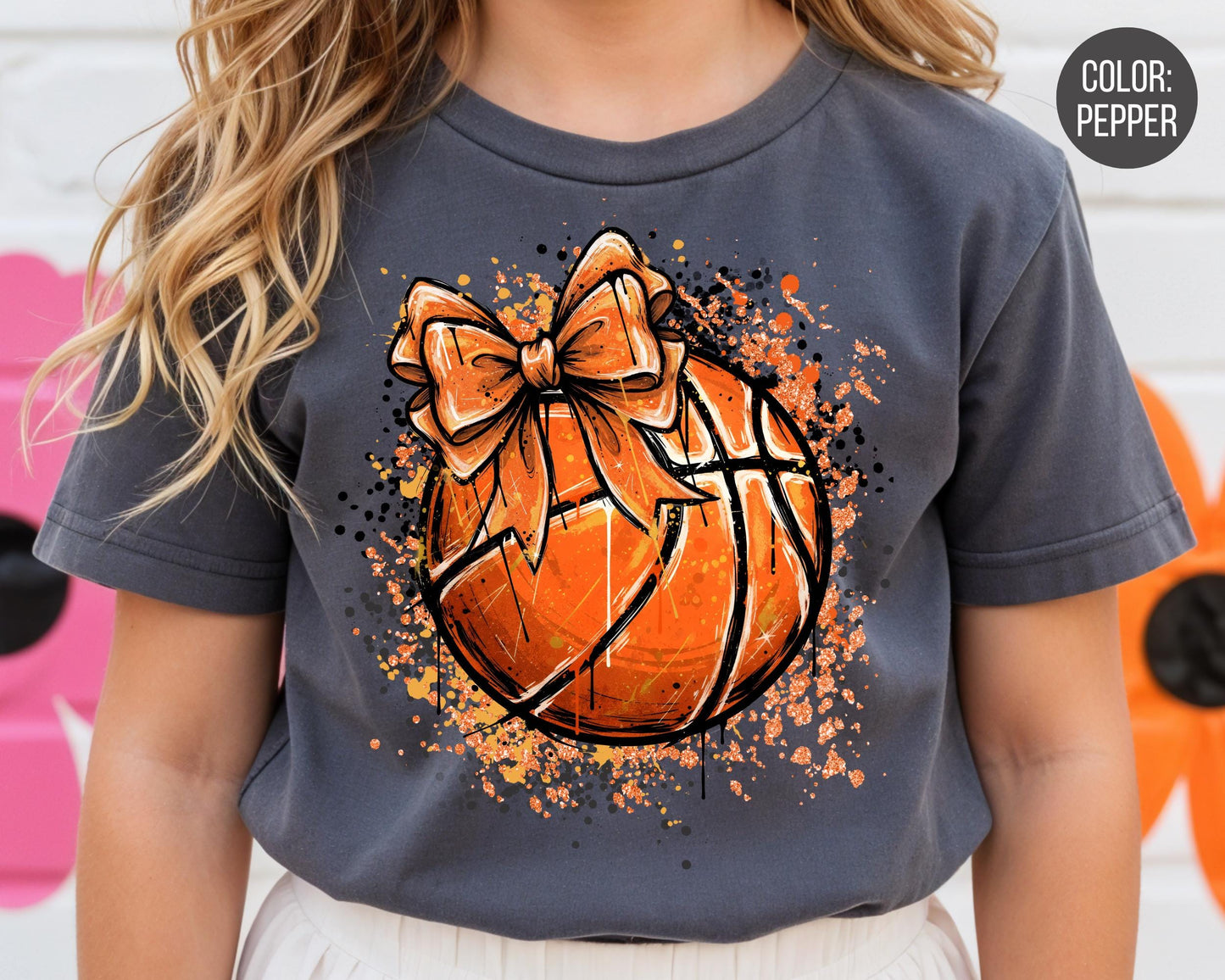 Comfort Colors Girls Basketball Bow Shirt: Kids Basketball Shirts