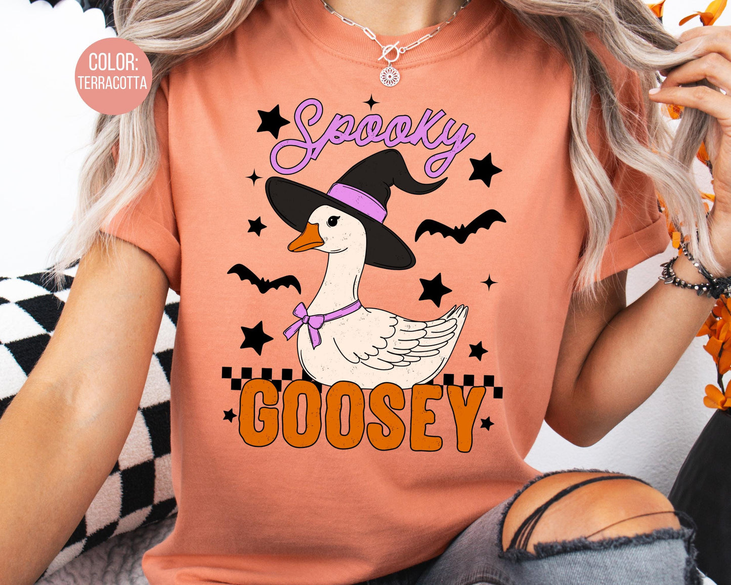 Comfort Colors Spooky Goose Halloween Shirt, Girly Tee