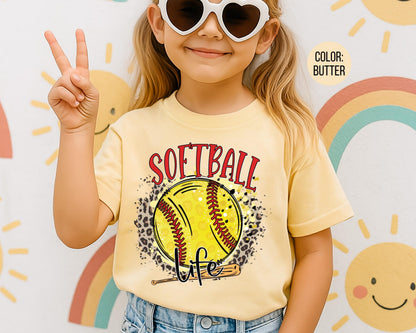 Comfort Colors Girls Softball Life Shirt: Matching Mom & Daughter Softball Shirts