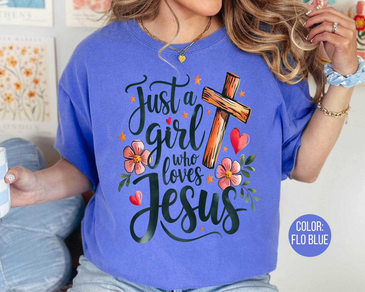 Comfort Colors® Just a Girl Who Loves Jesus Shirt, Girls Jesus Shirts