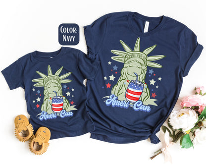 Mama Mini Statue of Liberty American Shirt, Mother's Day Gift, Matching Mommy and Me July 4th Tee, Mother Daughter, America Shirts