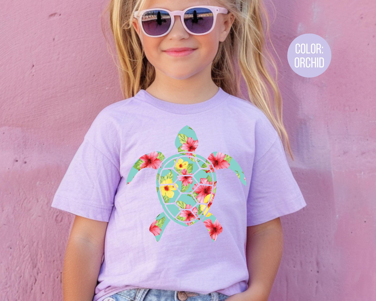 Comfort Colors® Floral Sea Turtle Shirt, Matching Summer Shirts, Girls Beach Shirts, Matching Mom and Daughter Shirts, Cute Sea Turtle Tees