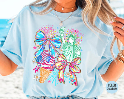 Comfort Colors Coquette Statue of Liberty Shirt, 4th of July Shirts