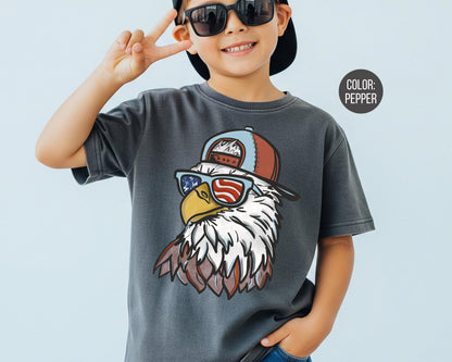 Comfort Colors Boys Patriotic Eagle Shirt, Eagle 4th of July Shirts