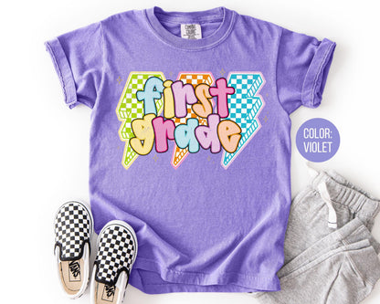 Comfort Colors First Grade Shirt: Lightning Bolt Back to School Tee