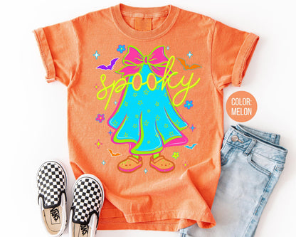 Comfort Colors Neon Ghost Halloween Shirt: Mommy and Me Matching Tees