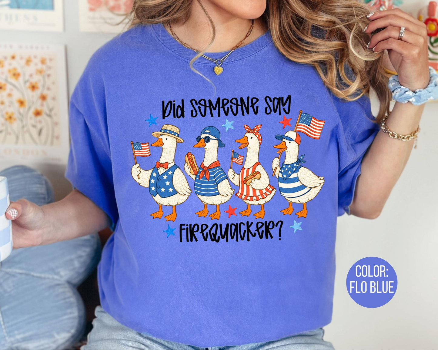 Comfort Colors Did Someone Say Firequacker Shirt, Funny 4th of July Goose Shirts