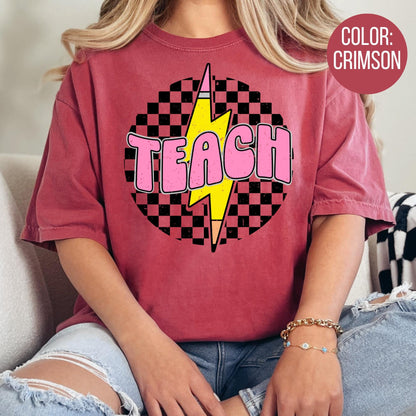 Retro Checkered Teach Shirt - Comfort Colors Teacher Tee