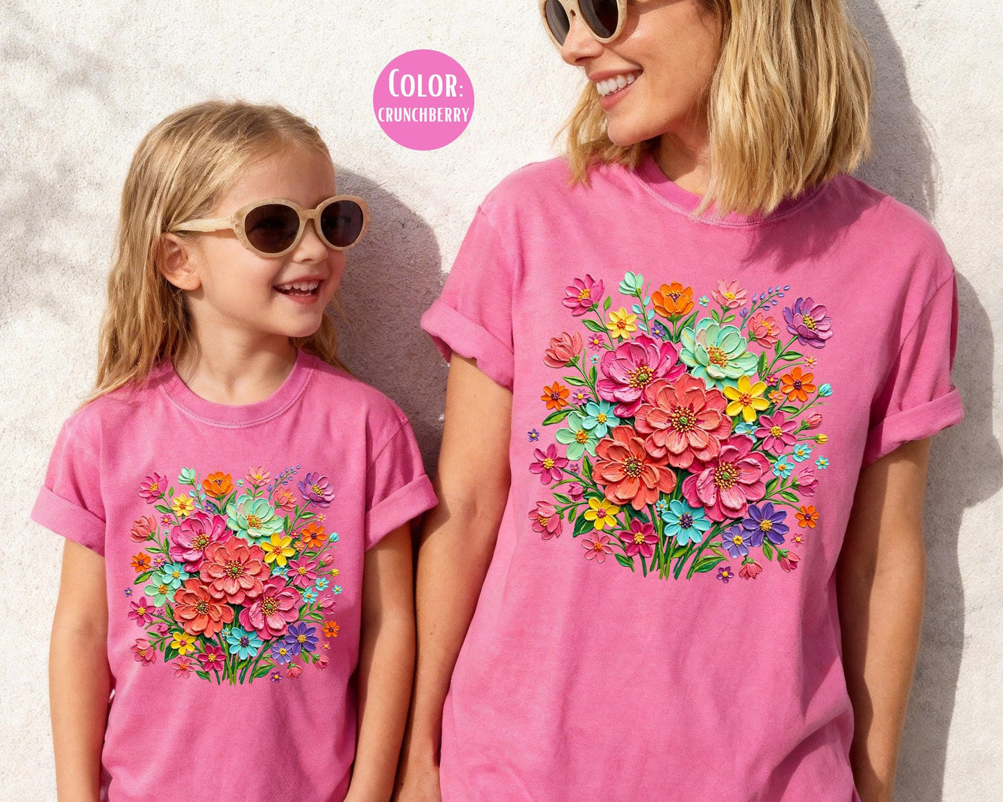 Comfort Colors® Floral Brushstroke Bouquet Shirt, Mama and Mini Flower Shirts