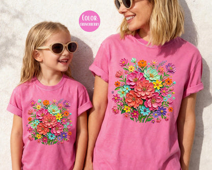 Comfort Colors® Floral Brushstroke Bouquet Shirt, Mama and Mini Flower Shirts
