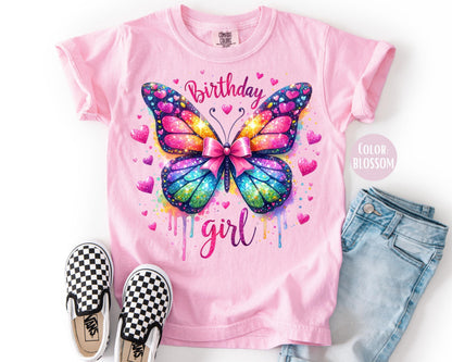 Comfort Colors Butterfly Birthday Girl Shirt