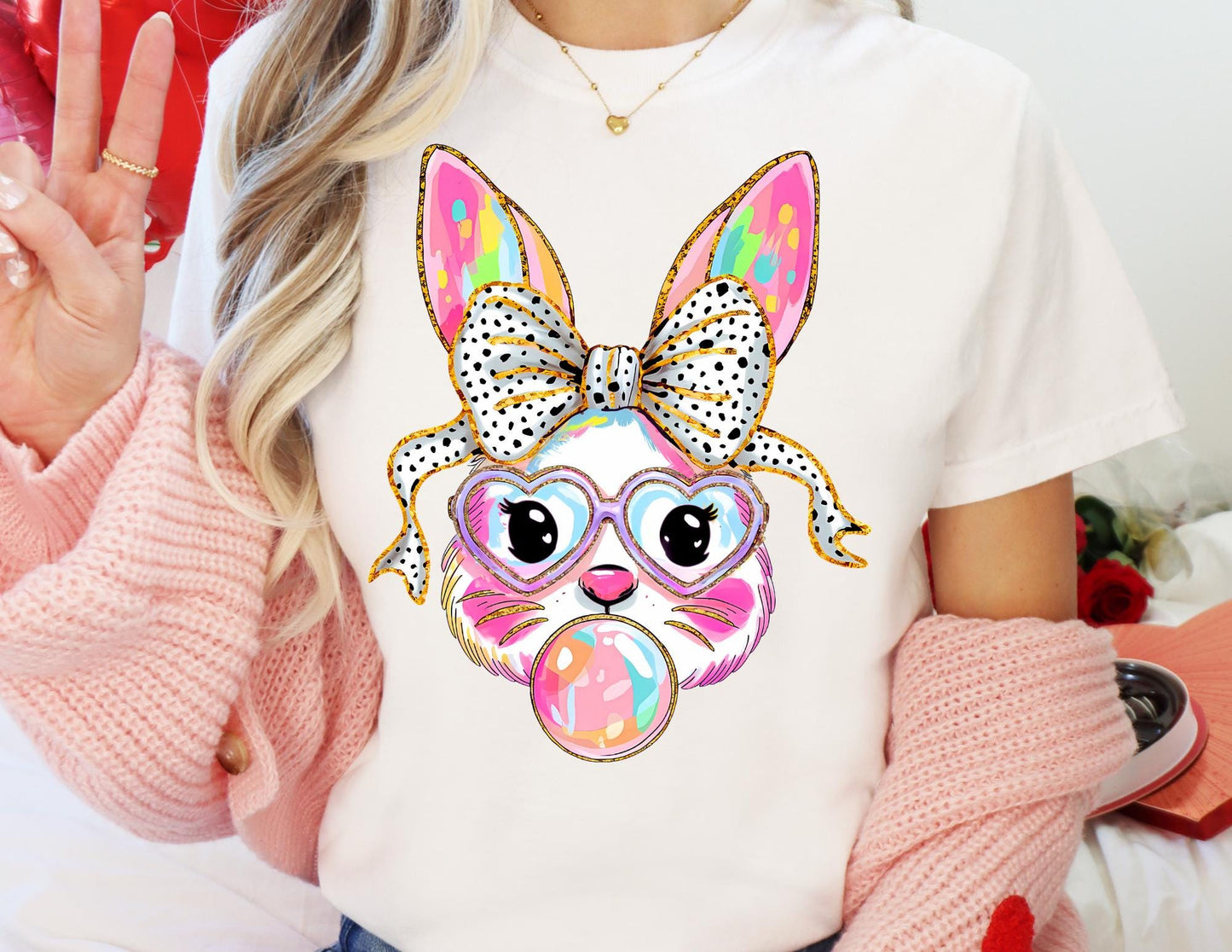 Comfort Colors Bubblegum Bunny T-Shirt, Easter Gift