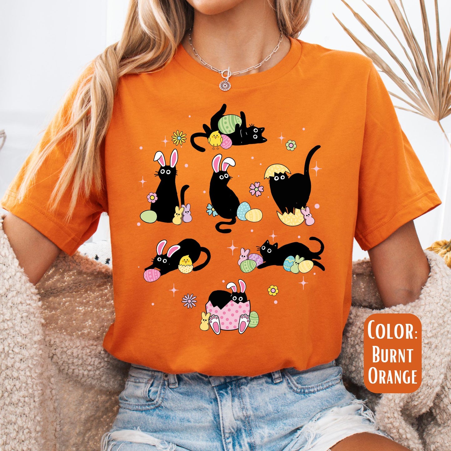 Easter Cats Shirt Cute Cat Shirt Easter T-Shirt Happy Easter Shirt with cats Easter Gift Happy Easter T-Shirt Cat Mom Easter Shirt