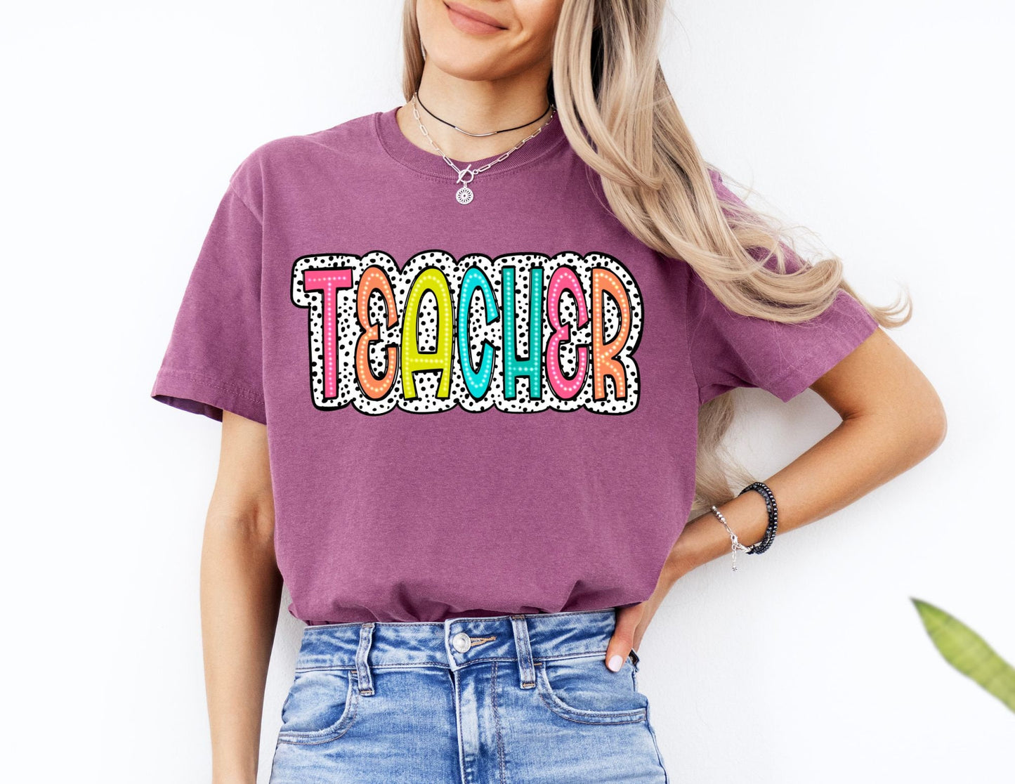 Comfort Colors Teacher Shirt: Dalmatian Print Tee