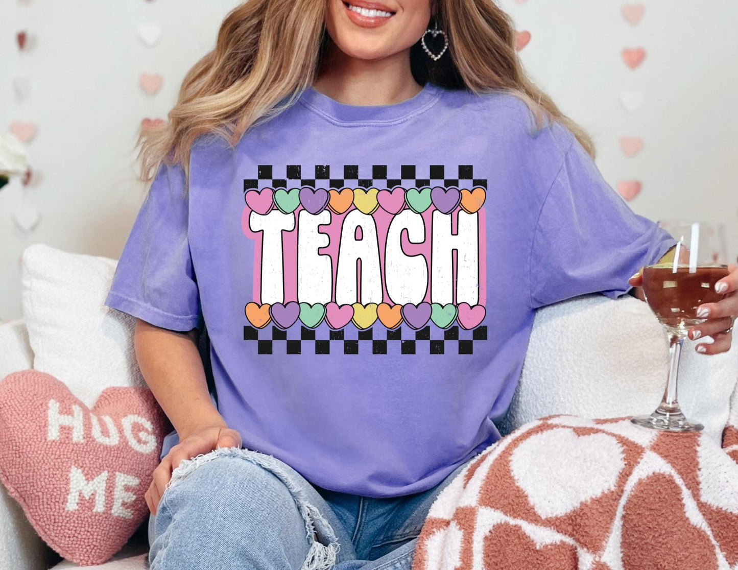 Comfort Colors Teach Valentine Shirt: Teacher Heart Tee
