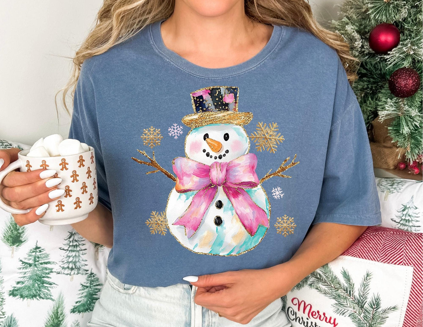 Comfort Colors Snowman Shirt: Festive Christmas Apparel
