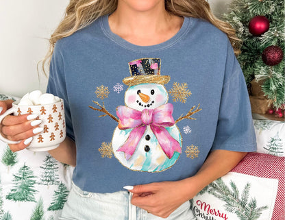 Comfort Colors Snowman Shirt: Festive Christmas Apparel