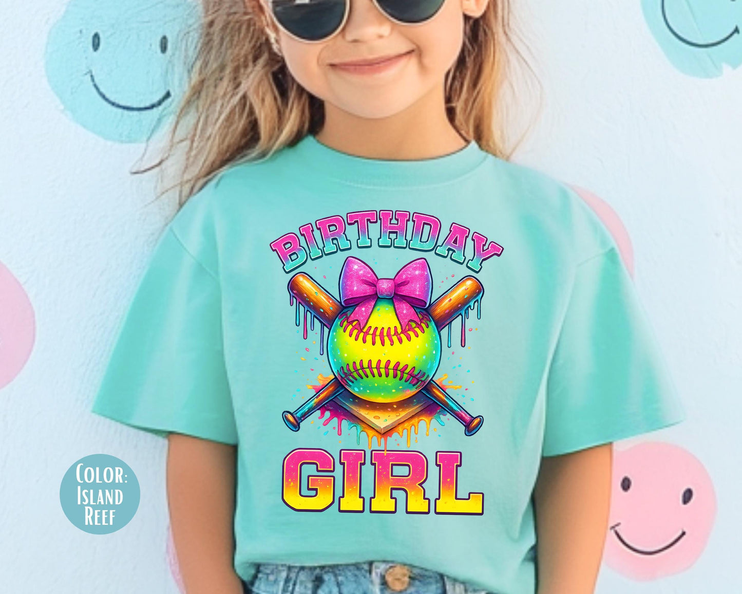 Comfort Colors Softball Birthday Girl Shirt, Girls Softball Tee