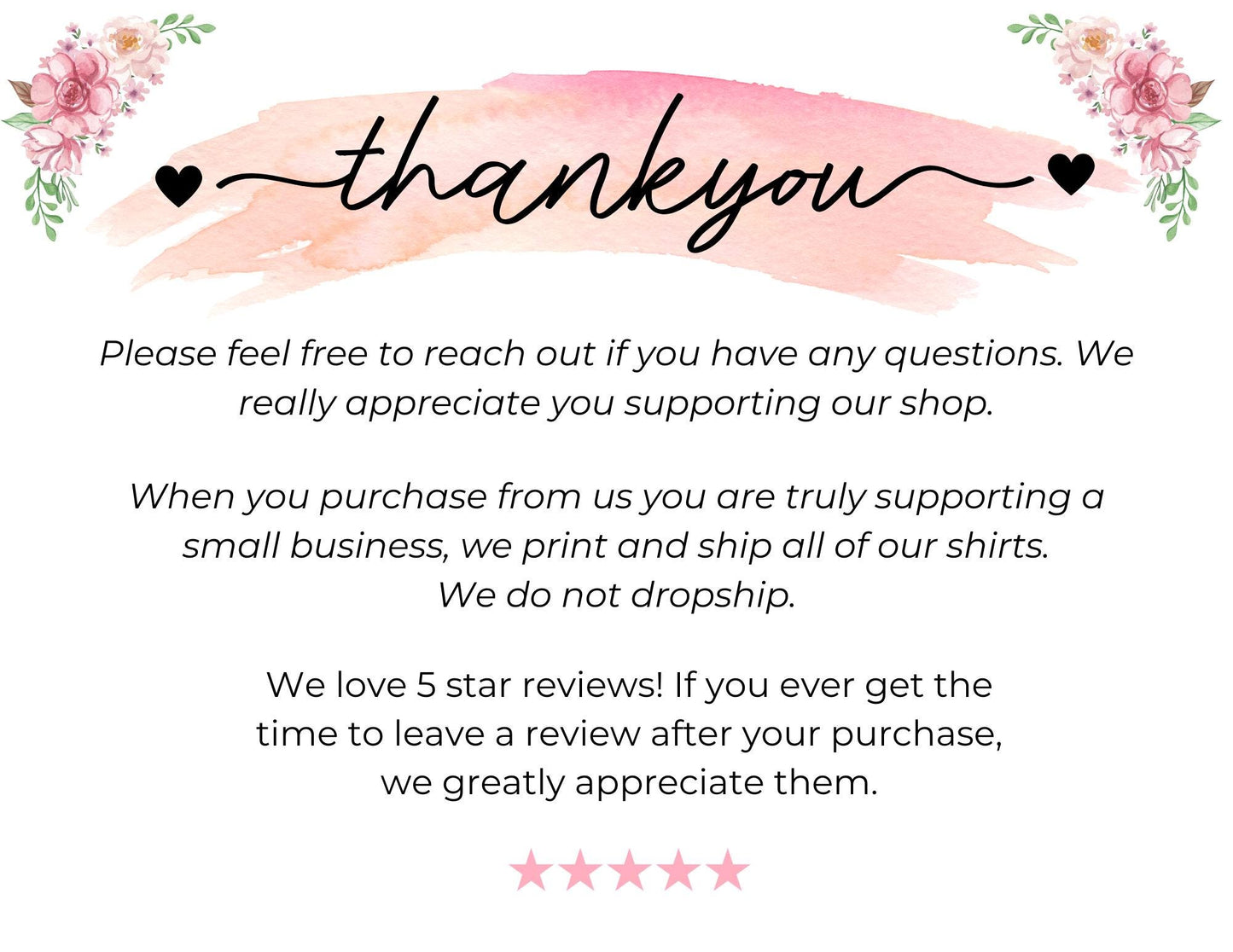 a thank card with a pink watercolor background