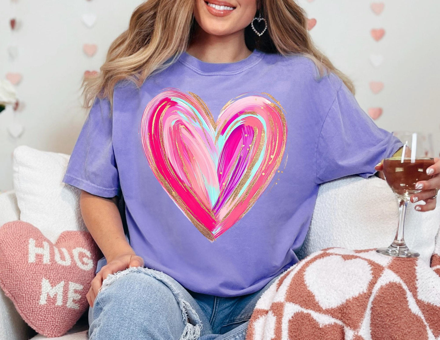 Comfort Colors Watercolor Heart Shirt, Valentine's Day Gift