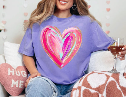 Comfort Colors Watercolor Heart Shirt, Valentine's Day Gift