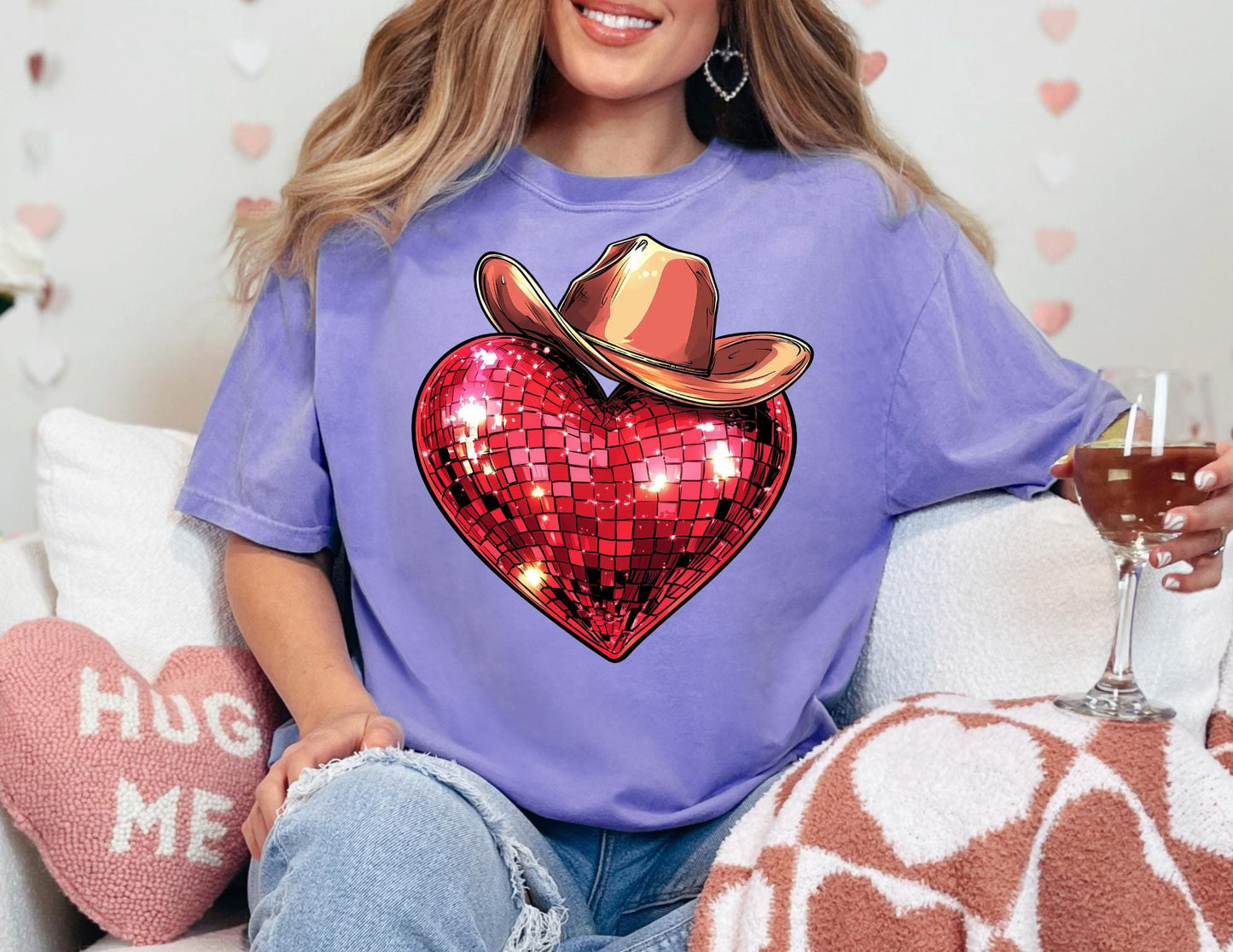Comfort Colors Cowgirl Hat Heart Shirt, Valentine's Day Gift