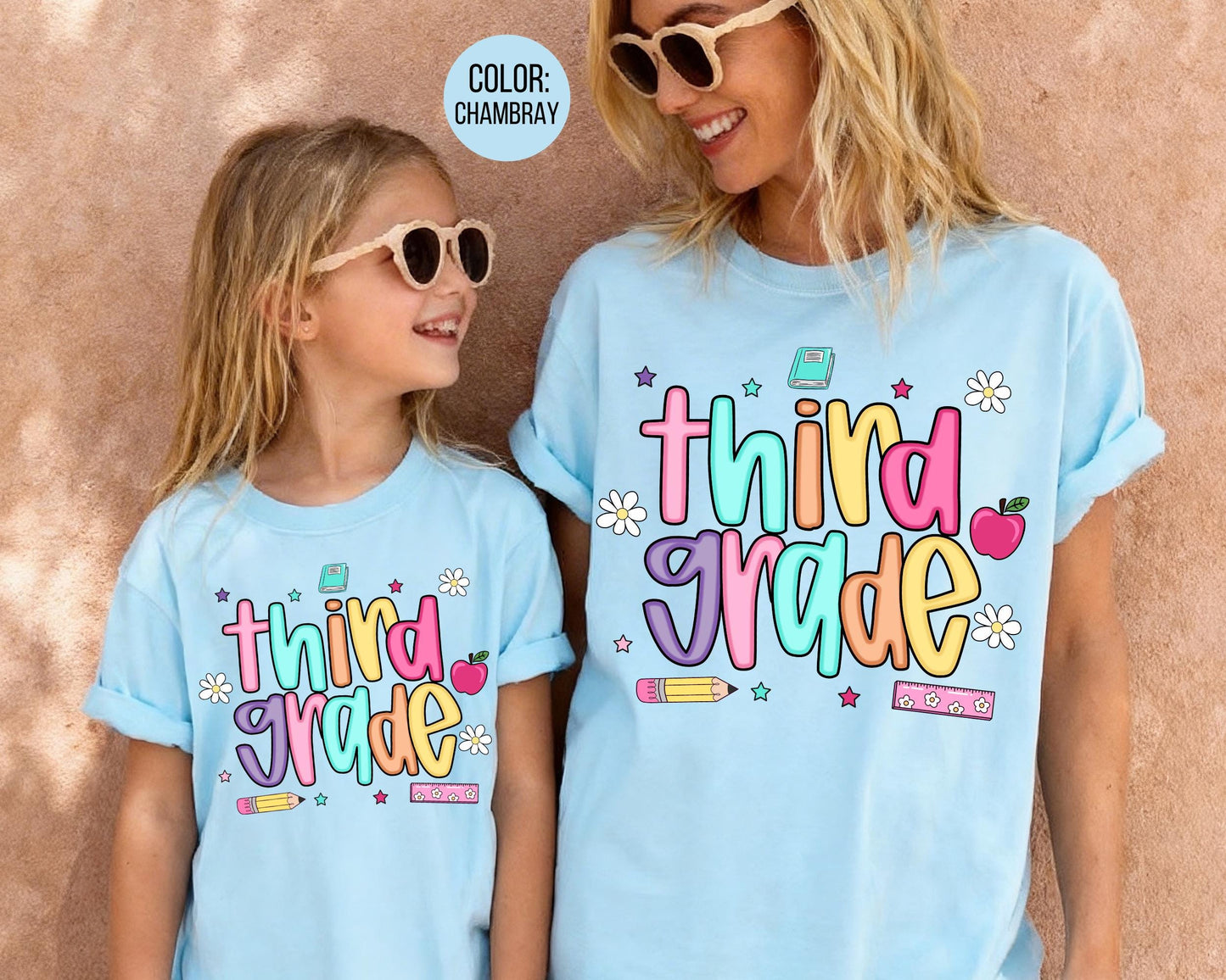 Comfort Colors® Colorful Preppy Third Grade Shirt, 3rd Grade Teacher Shirts
