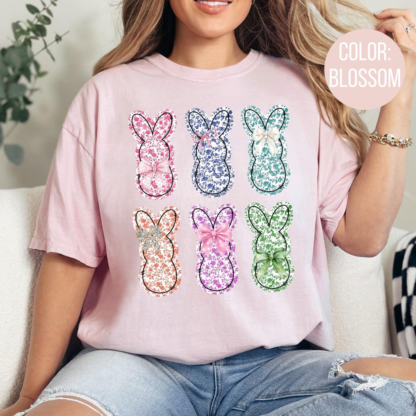 Comfort Colors Floral Easter Bunny Shirt: Girly Boho Tee